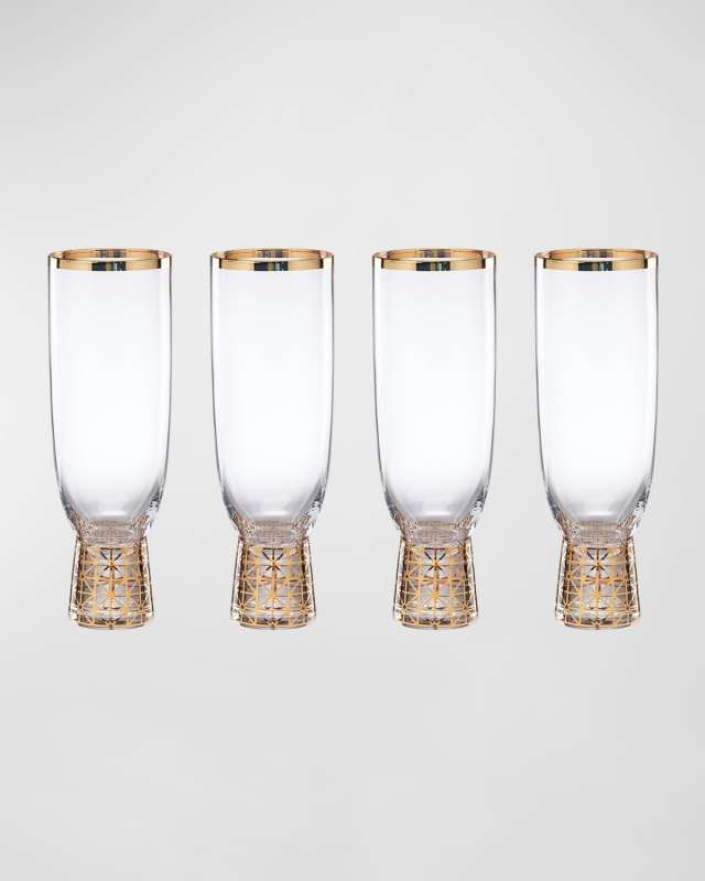 Tuscany Golden Frost Flute Glasses, Set of 4